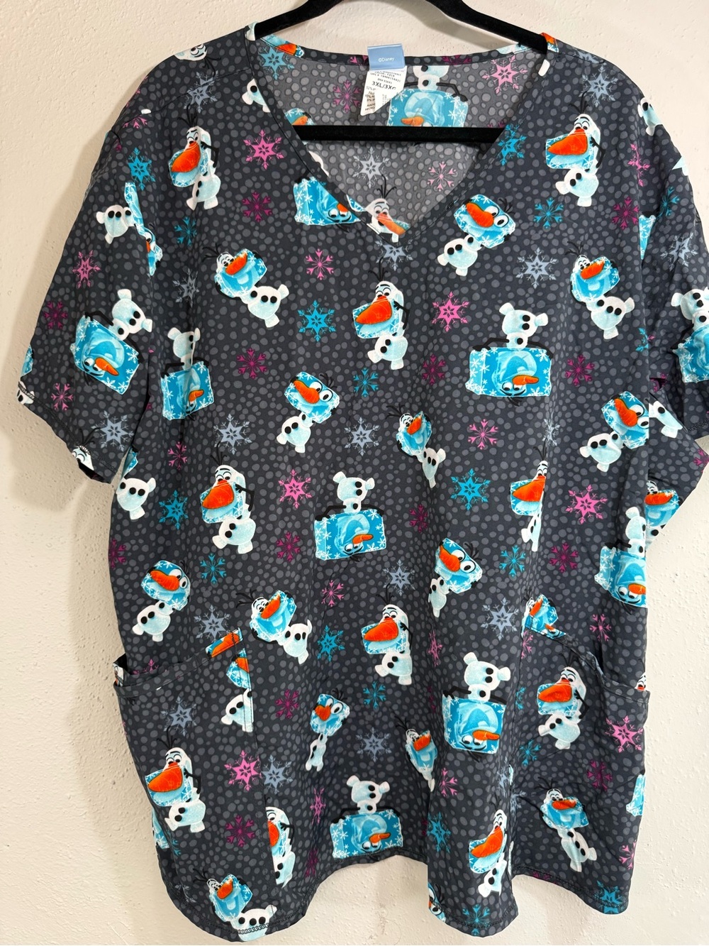 Kids Olaf Print scrub Top - Gray with Blue & Orange